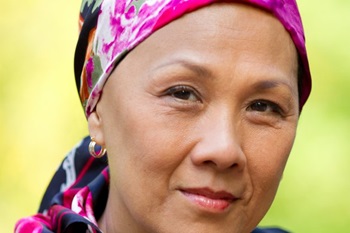 woman with a headwrap on